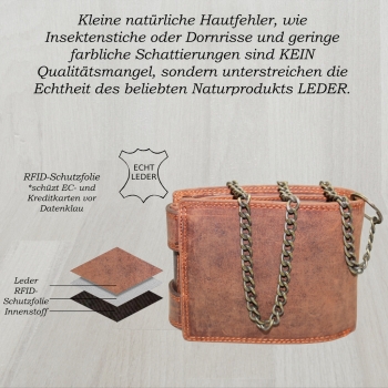 Flevado Herrengeldbörse Echt Leder RFID Schutz Querformat